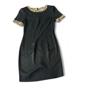 Sophisticated Black Dress with Leopard Details